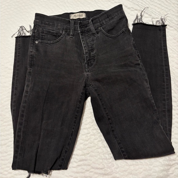 Madewell Denim - MADEWELL women’s 9” high rise black distressed skinny jeans 27